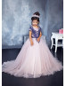 Beaded Blue Lace Tulle Flower Girl Dress